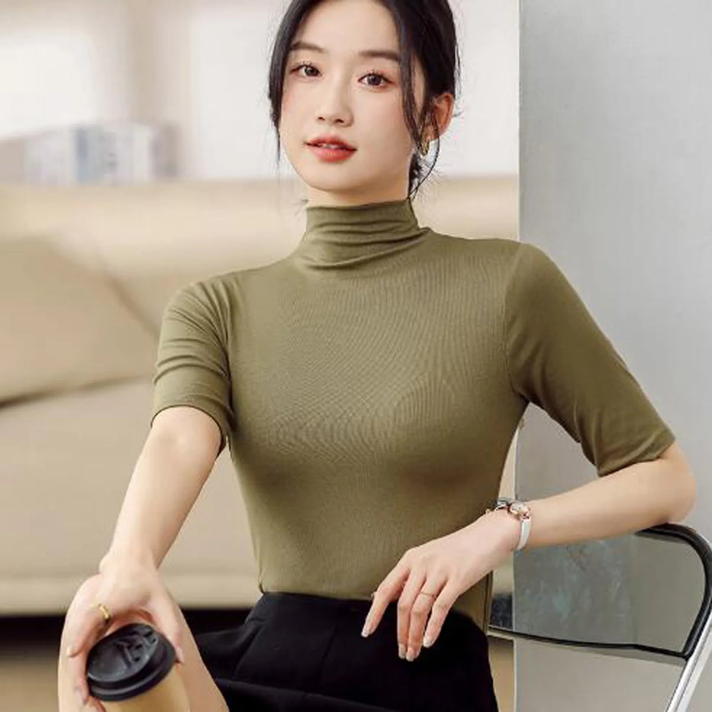 "Chic Comfort: Solid Half Sleeve T-Shirt for Women"